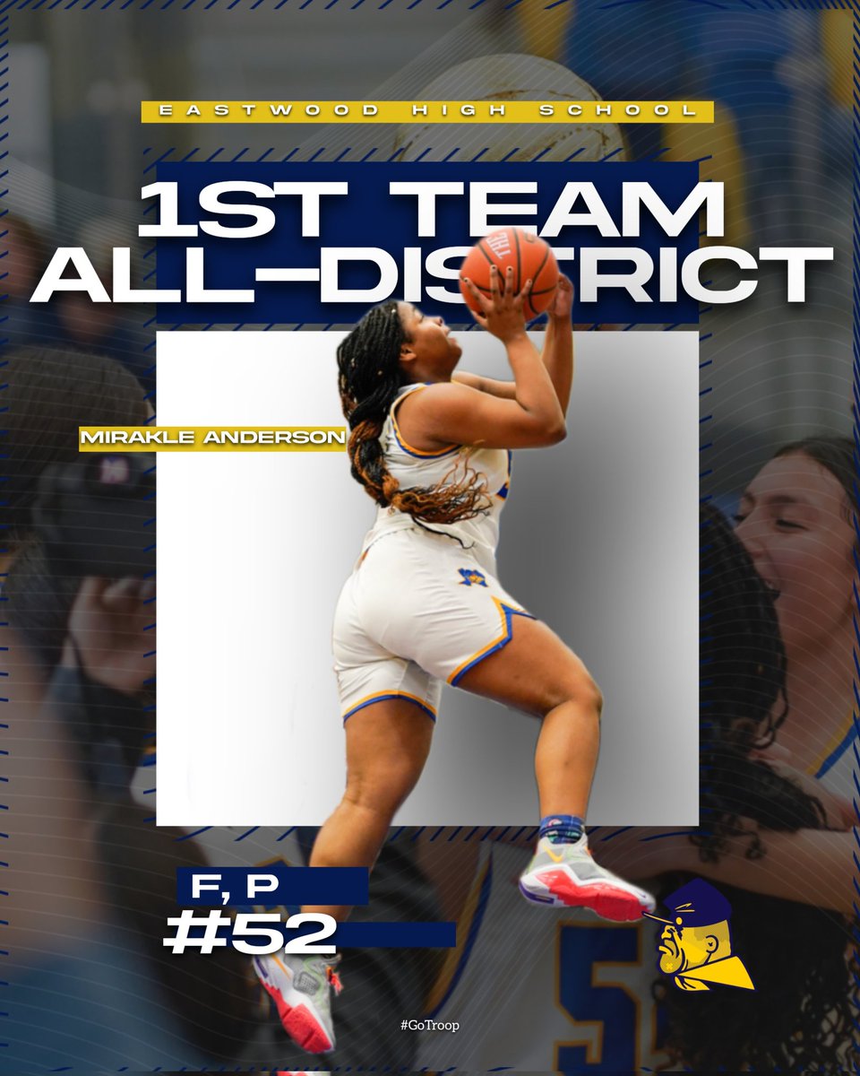 EastwoodGbb's tweet photo. Shoutout to our girls who were selected All-District. We're very proud of your accomplishments this year. 
Next up...Mirakle Anderson First team all-district! https://t.co/z7CNJlHQHo
