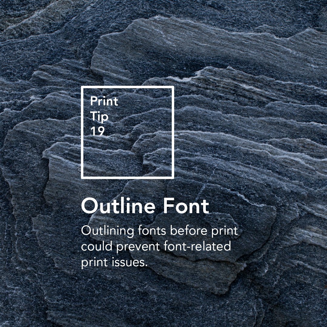 KineticaPrint's tweet photo. Outlining your font for your print design helps prevent accidents. By outlining your font you help ensure the font's appearance is exactly what you want it to be. #print #printing #graphicdesign #graphicdesigntips #graphicdesigner #graphicdesigners #printtips https://t.co/eOLpQlxdsc