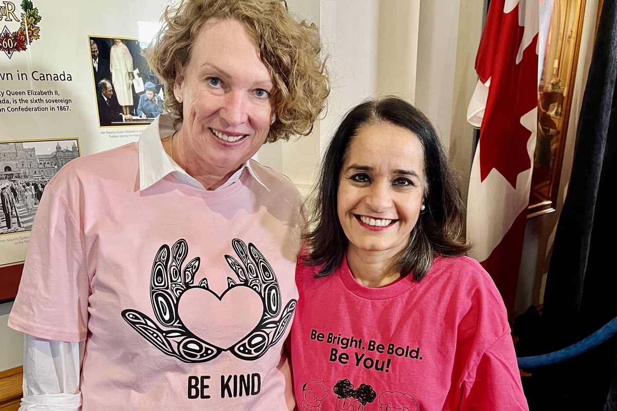 BCSTA_President's tweet photo. Proud to join Education Minister @RachnaSinghNDP today to commit to keep building safe school communities where everyone is accepted and respected. #pinkshirtday #bced #erasebullying https://t.co/R3TBwr9t1E
