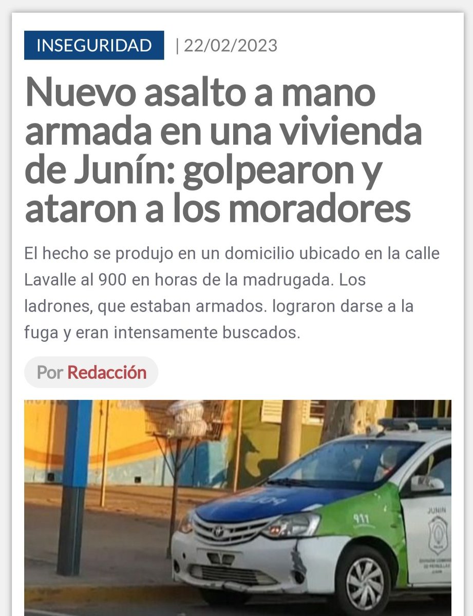 La inseguridad en Junin está haciendo estragos, mientras los funcionarios responsables se tiran carpetazos por los medios. <a href="/petreccapablo/">Pablo Petrecca</a> es tiempo de pensar en Junin y convocar a una mesa de diálogo y trabajo para proteger a los vecinos.