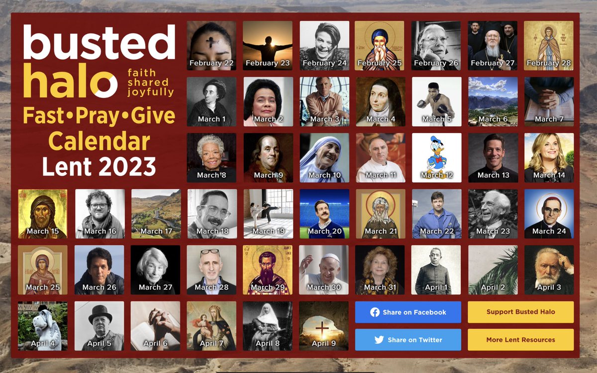 UinvitedU's tweet photo. I totally forgot about this @jlbcorrea ! The @BustedHalo #microchallenge #Lent calendar is a perfect way to kick off #AshWednesday and a Lenten journey https://t.co/HygW8igMcp https://t.co/U9dfVT1CDt