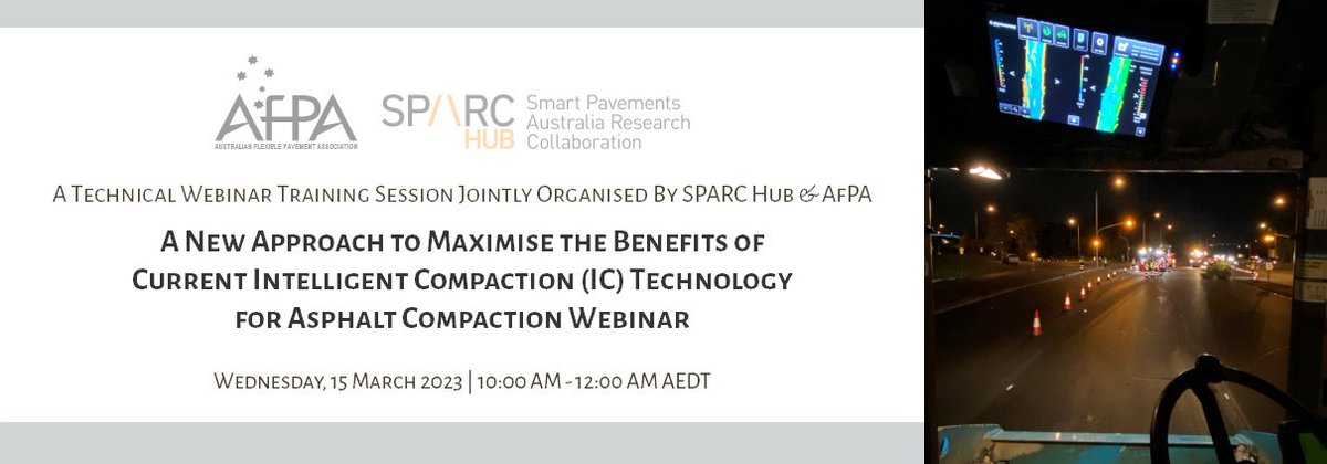 HURRY! Register Now!!

The overall idea of IC technology is to utilise intelligent compaction measurement values (ICMVs) for estimating the #density of an #asphalt layer in real time during compaction. 

afpa.asn.au/a-new-approach…
 
#IntelligentCompaction #IC #AfPA #ICtechnology