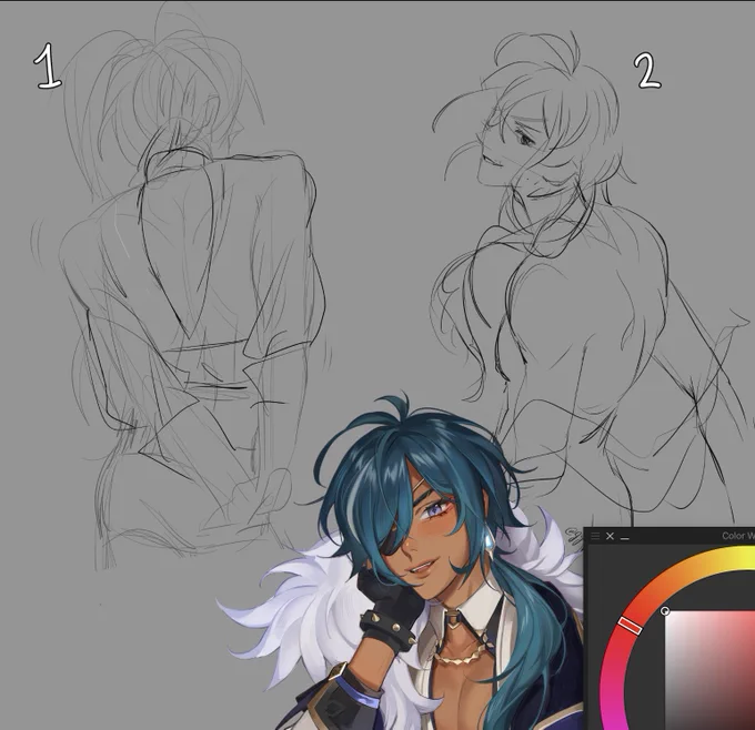 Ok help me  which versions should I keep for the rest of the drawing? I can't decide. Pls comment your favorite two! 