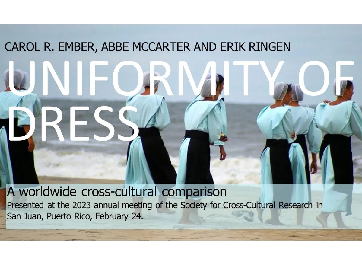 HRAF755's tweet photo. 🥻 Don't miss "Uniformity of Dress", presented by Carol R. Ember, Abbe McCarter, and Erik Ringen at #SCCR2023!

🗓️ February 24, 3:30-4:30 @SCCulturalRes 

https://t.co/PHeFfW5z8X https://t.co/IlDRJUs0Aq