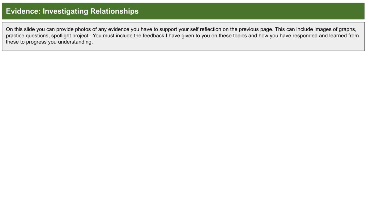 JenBrownEdu's tweet image. Working on a student self-reflection for a #MTH1W Independent Spotlight Project #ISP about investigating relationships and designing experiments. I&apos;d love to hear some feedback.  #DestreamedMath #Gradeless #Ungrading #StudentSelfReflection #JustifyYourMark