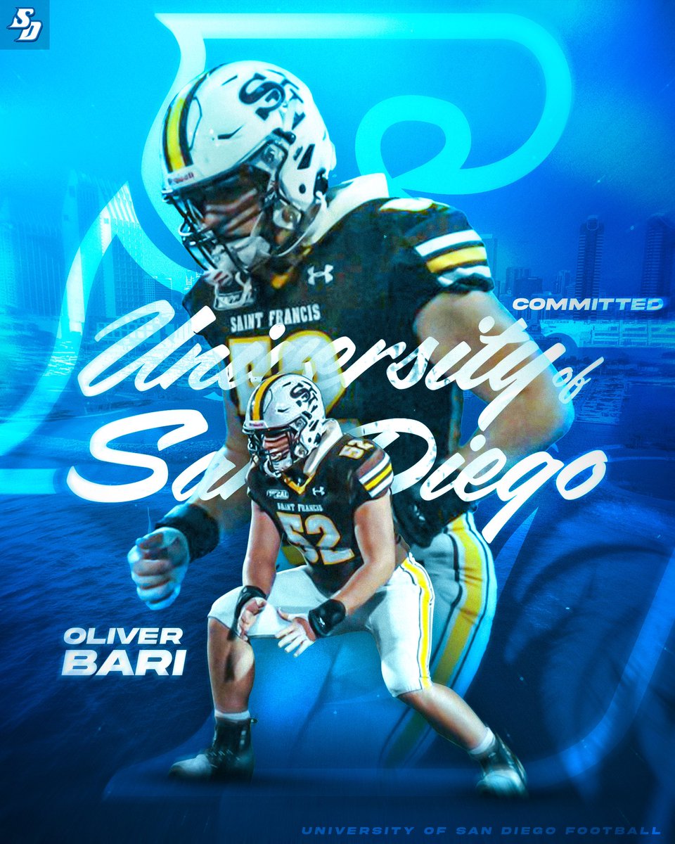 Oliver Bari (@oliverbari2) on Twitter photo Thank You to God, My Family, Friends, and Coaches. With that said I am 100% committed to the University of San Diego! <a href="/USDFootball/">San Diego Football</a> <a href="/AustenJacobs/">Coach Jacobs</a> @Coach_Govan <a href="/BrandonHuffman/">Brandon Huffman</a> Thank You to God, My Family, Friends, and Coaches. With that said I am 100% committed to the University of San Diego! <a href="/USDFootball/">San Diego Football</a> <a href="/AustenJacobs/">Coach Jacobs</a> @Coach_Govan <a href="/BrandonHuffman/">Brandon Huffman</a>