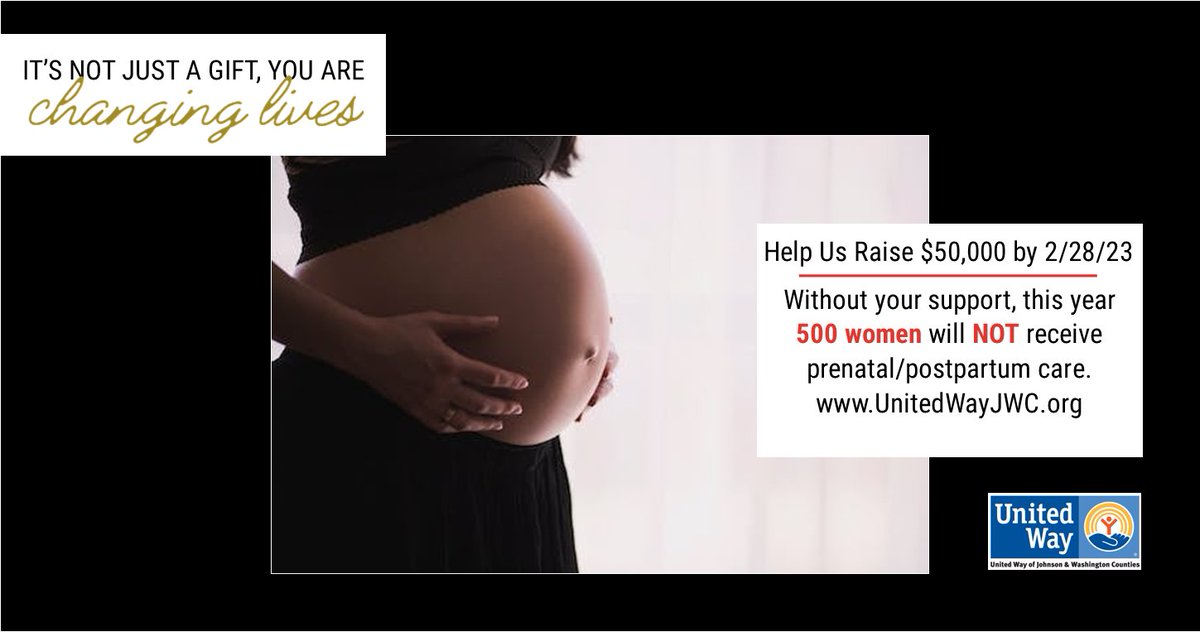 uwayjwc's tweet image. IT&apos;S NOT JUST A GIFT, YOU ARE CHANGING LIVES!
We need your help to raise $50,000 by 2/28/2023.
Without your support, this year 500 women will NOT receive prenatal/postpartum care.
Every Gift Matters:
unitedwayjwc.org/civicrm/contri…
#Impact #housing #domesticabuse #give