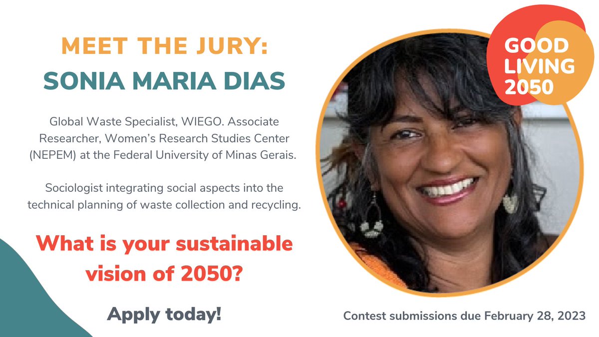 beacon4sl's tweet photo. Meet the jury panel for the Good Living 2050 contest!🌟
Sonia (@soniawiego) is a sociologist integrating social aspects into the technical planning of waste collection and recycling.
Meet the rest of our judges here https://t.co/idfVkuJmCp  
#goodliving2050 #sustainableliving https://t.co/S3s3DSYHnL