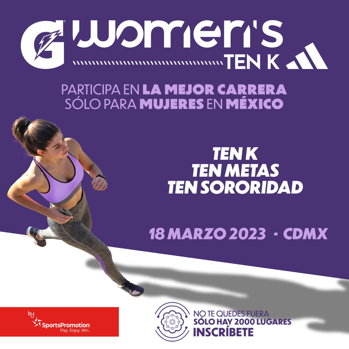 Sé parte de la revolución.
¡Inspírate e inspira a tus amigas! 
De la mano de Gatorade &amp; Adidas.
📝Inscríbete en: asdeporte.com/evento/g-women…
👀 Convocatoria: drive.google.com/.../1SebTl.../…...
📞 Dudas en: wa.me/5544482885