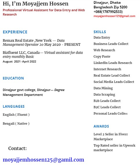 Hi I'm a #Data #Entry Service Provider. I had lots of work experience with 100+ #clientes in differents business. So, If you need any type of data entry #Service Then You can DM me here or Visit my site: urlzs.com/5xqmv

#DataAnalytics #data #CEO #Owner