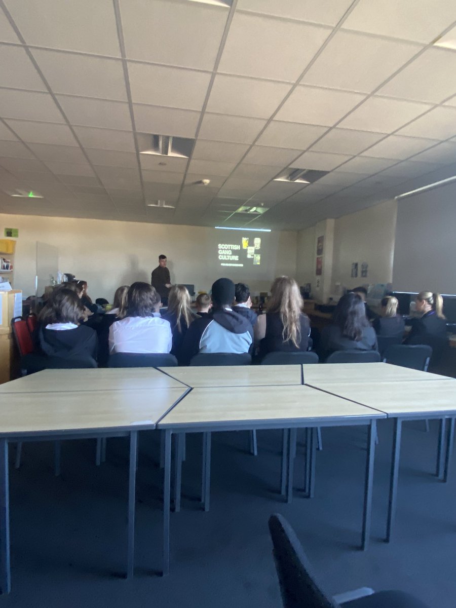 St_Andrews_Acad's tweet photo. What an amazing opportunity to be in the same room as @G_Armstrong21 and hear an emotional and thought provoking talk on Scottish gang culture. What an experience for our pupils and staff! https://t.co/zRRzqIp10u