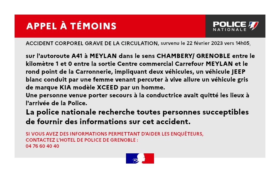 PoliceNat38's tweet photo. #AppelATémoins Merci pour vos RT https://t.co/hl7F6dcv3u