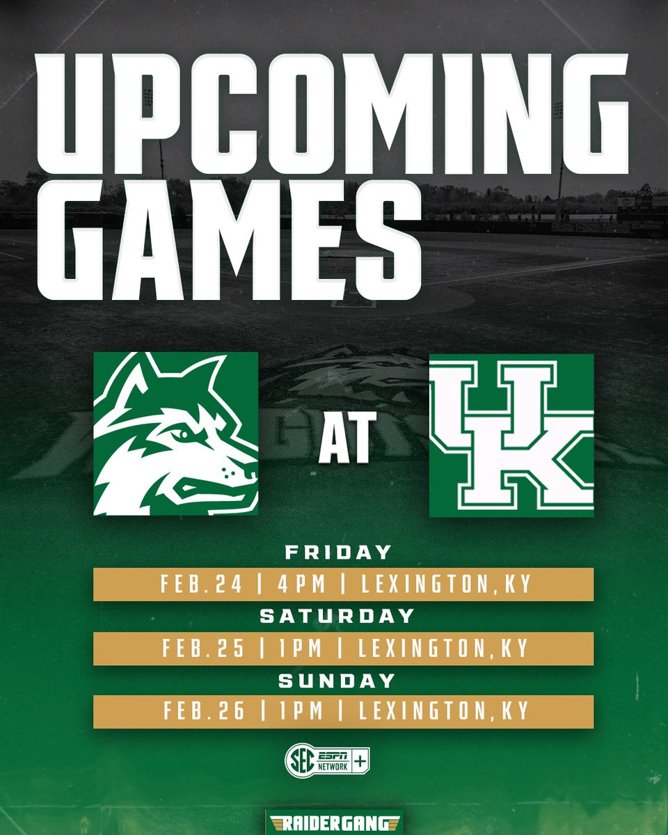WSURaidergang's tweet image. New week. New opportunity.

🆚 Kentucky
📍 Kentucky Proud Park
📺 SEC Network Plus
📅 Friday | 4 p.m. 
📅 Saturday | 1 p.m.
📅 Sunday | 1 p.m. 

#Raidergang | #BuildtheMonster