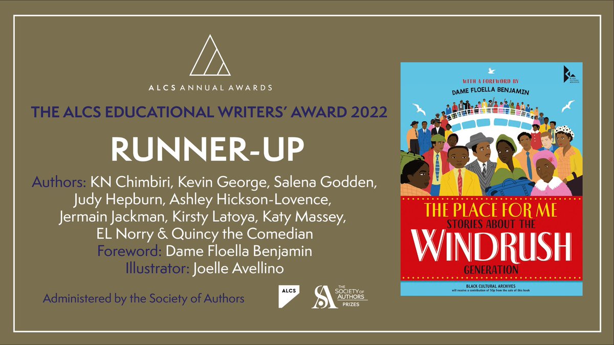 ALCS_UK's tweet photo. And congratulations to our other runner-up, The Place for Me: Stories about the Windrush Generation ❤️💛💚 The judges called it “an invaluable resource which encourages young people to consider the power of their own voices” #ALCSAwards #EWA22 @Soc_of_Authors @bcaheritage https://t.co/WUP02A0Sq3