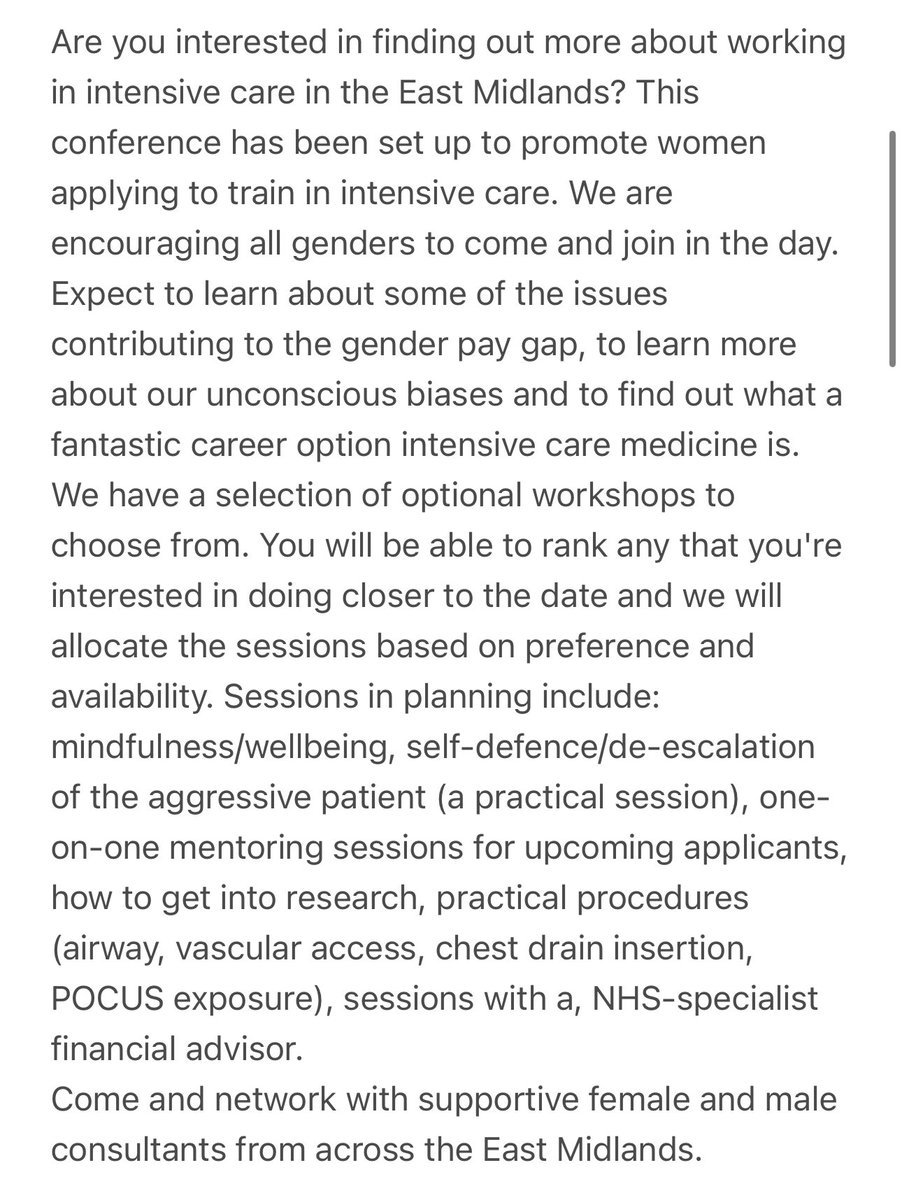 lovelyann0320's tweet image. Are you interested in finding out more about working in intensive care in the East Midlands? Join 
Dr @feltinay &amp;amp; @Dr_WilkinCrowe  for a day of education, networking and empowering women 🌟 Open to all doctors, nurses &amp;amp; AHPs - for FREE! eventbrite.co.uk/e/east-midland…