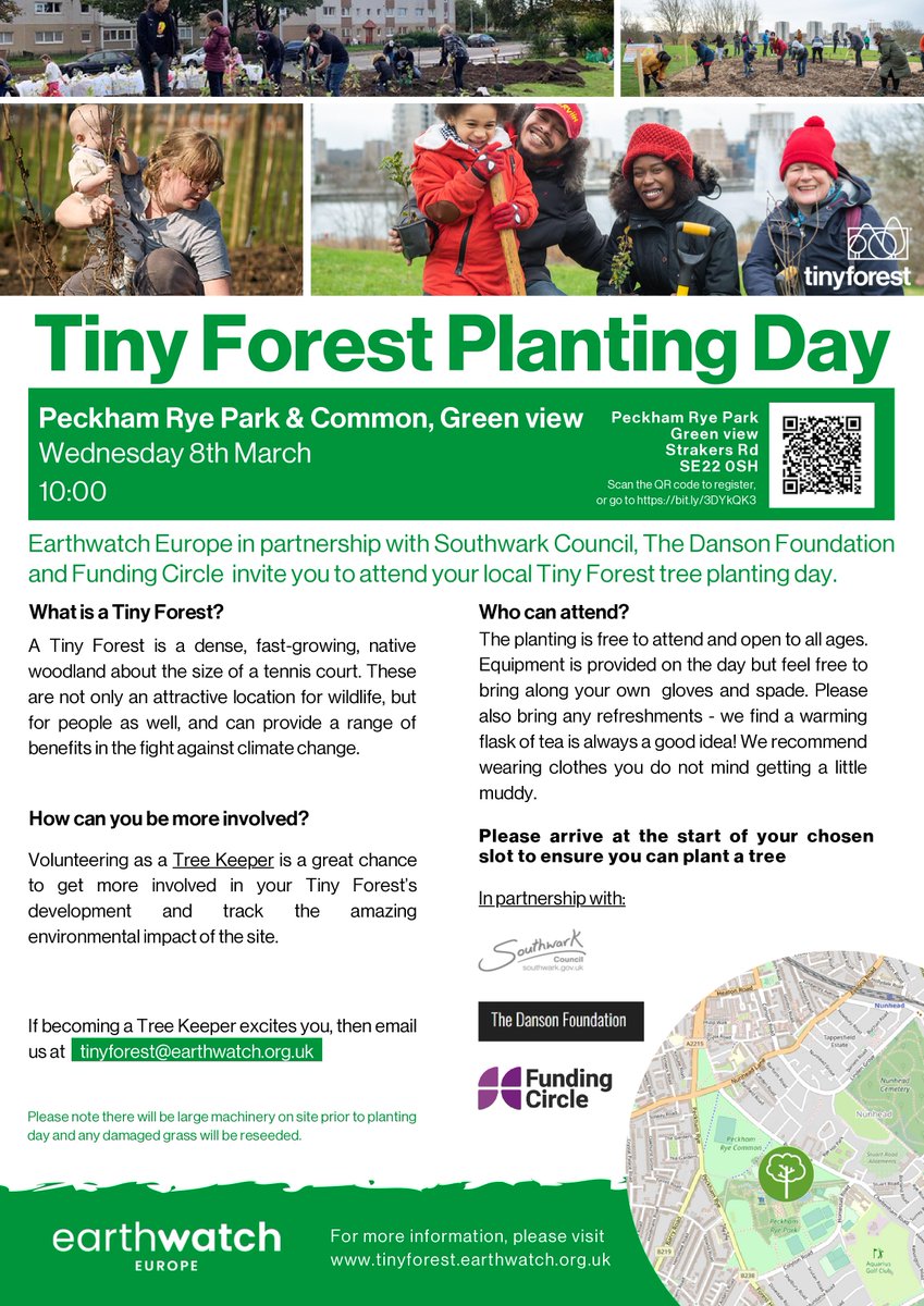 Tiny Forest Planting Day
Peckham Rye Park &amp; Common 
Wednesday 8th March 10am
If becoming a Tree Keeper excites you, email tinyforest@earthwatch.org.uktintinyforest