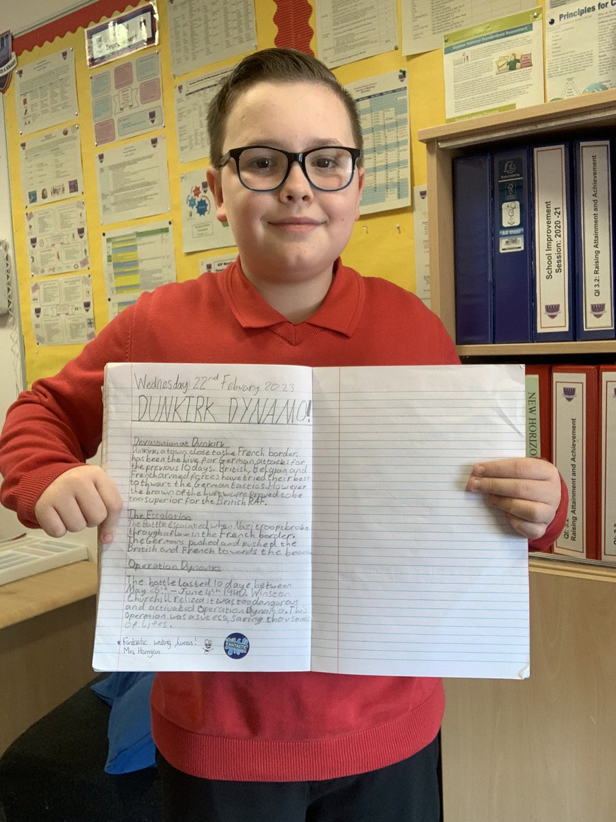 AntoninePrimary's tweet photo. Mrs H was very impressed with the report writing by L in P7 today! Excellent use of vocabulary and sentence structure! #agentaimhigh #WriteOnTrack 💫⭐️ https://t.co/OVWQTNFVX7