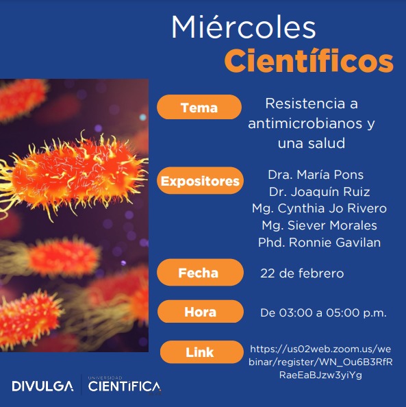 Miércoles Científicos @cientifica_sur #divulga #antibiotics #microbiology #infectology us02web.zoom.us/webinar/regist…
