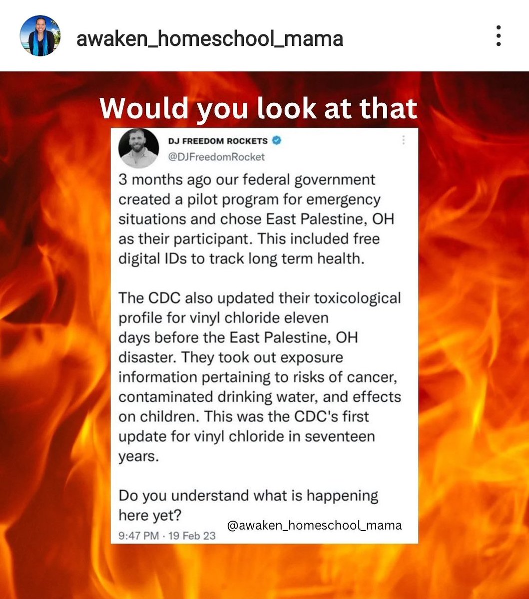 FreeThinkerAno2's tweet photo. Wake Upppppppp. Ohio seems to be the new testing ground for human tracking. @POTUS #Ohio #OhioChernobyl #OhioTrainDisaster #OhioCoverup #HumanTracking #DigitalID #NWO https://t.co/d7c8a3iBfX