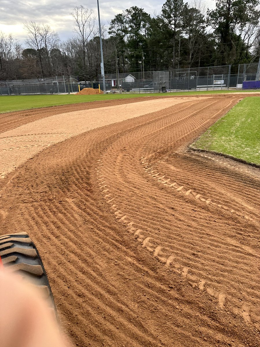 TurfCambo's tweet photo. Tearing it up so we can put a laser grade on it. This @ABISportsTurf Force is an awesome machine! Graded 6 fields in the last two weeks. It's already paid for itself in two months. Thanks to @BenchmarkSupply for getting us setup. #historicmunicipalstadium #NCSFMA #SFMA https://t.co/ju7kdjvr46