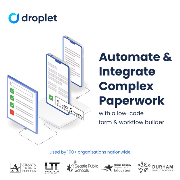 CITE_EDU's tweet photo. @Dropletk12 helps IT teams replace PDFs and manual processes with web forms and workflow automation tools. With configurable components and API support, build custom solutions 10x faster than in house development. https://t.co/DQcCmhQHqx