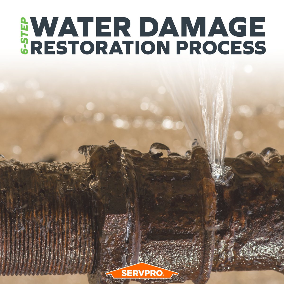 Supply line leak? Overflowing bathtub? No matter the reason, SERVPRO is here to work with you through the entire restoration process. Our 6-step water damage restoration process will have you nothing but satisfied!