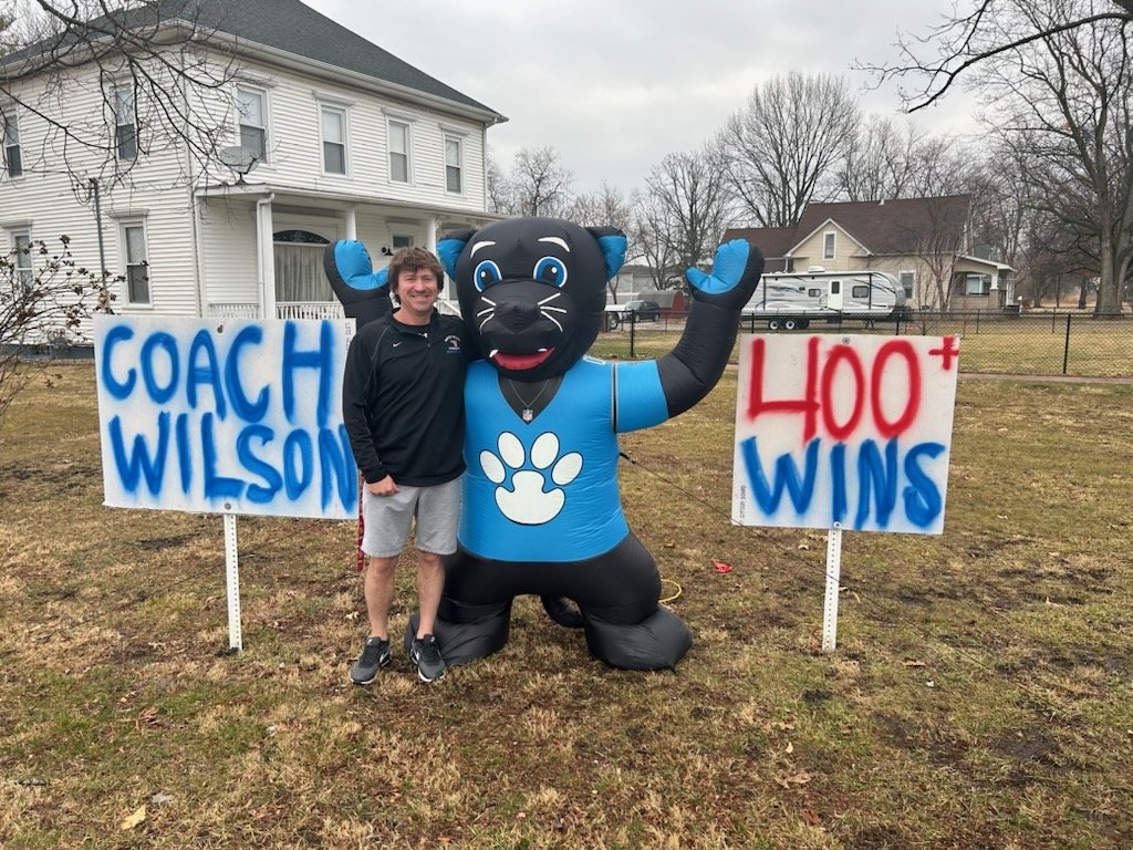 NorthMacHSAD's tweet photo. A huge shoutout to our community members for helping us celebrate Coach Wilson’s 400th win! https://t.co/5anOZuSFlN