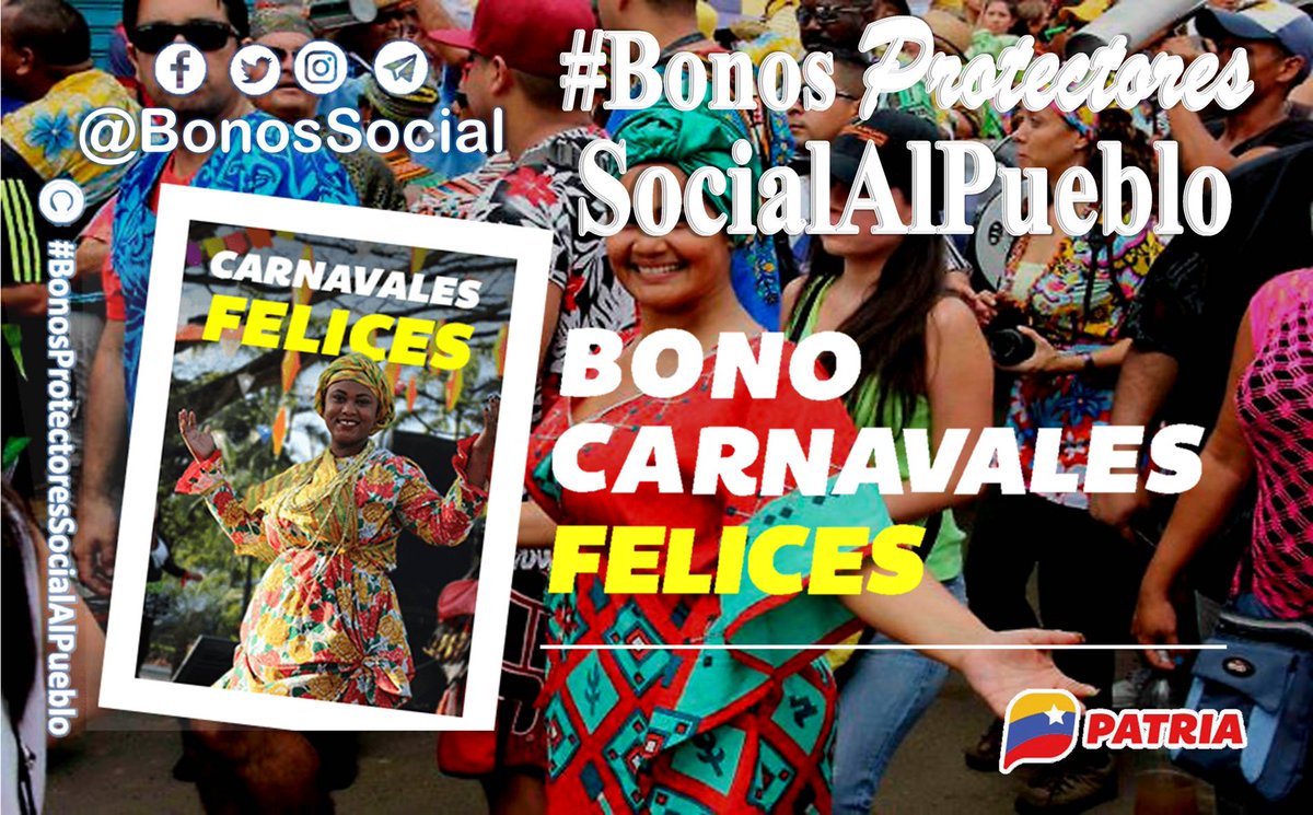 BonosSocial's tweet photo. 📝 #TOMANOTA: El #SistemaPatria está entregado hoy #22Feb a los rezagados el Bono #CarnavalesFelices este pendiente en la notificación del número 3532 y por la aplicación #veMONEDERO aquellos que aún no han recibido el Bono.

@BonosSocial 
 #RetornoFeliz https://t.co/OE11sOOvnX