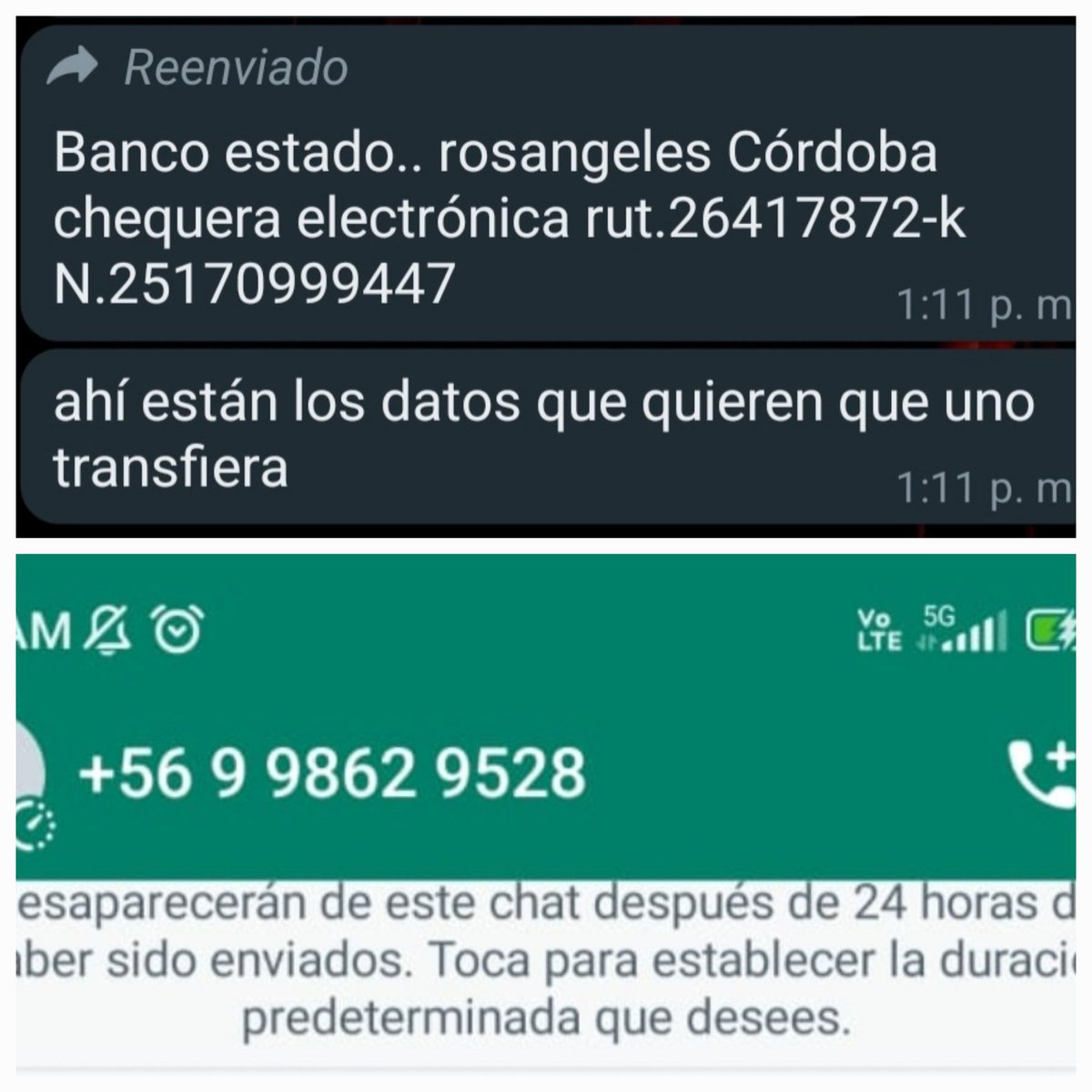 VIRGIINIIA1981's tweet photo. OJO AMIGOS ESTE NÚMERO SE HACE PASAR POR MI Y ESTA PIDIENDO PLATA AQUI DEJO NÚMERO Y DATOS DE CUENTA https://t.co/7njYIRhnQl