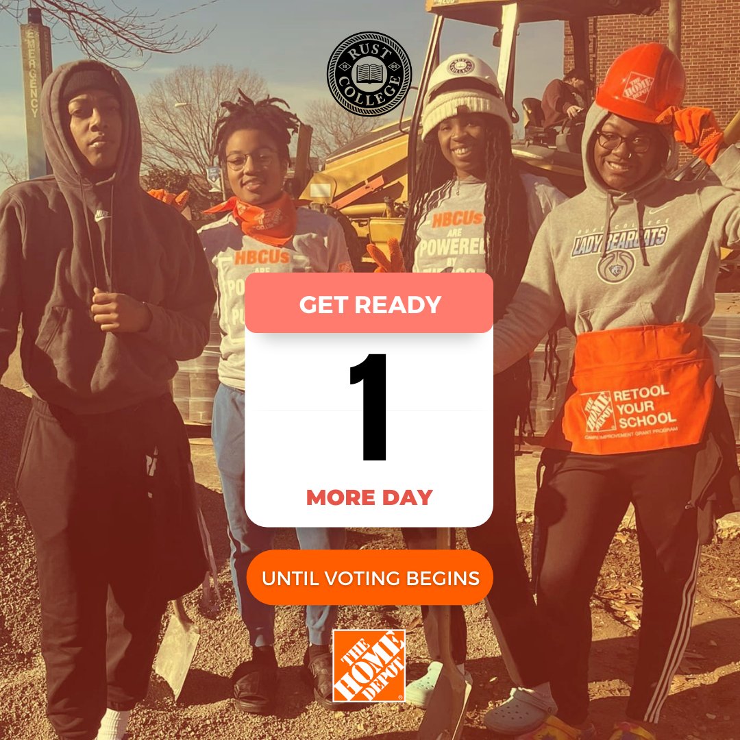 RustCollege1866's tweet photo. #RYSRust: It's that time of year again for The Home Depot: Retool Your School Campaign 🛠 Voting opens AT MIDNIGHT ‼️

You're invited to join us In #BearcatCountry for the Retool Your School Kick Off Celebration on Monday, February 27 at 11am 🔥‼️ 

#RushToRust #RustCollege https://t.co/rYgHfCvNDD