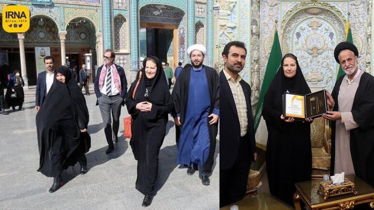 HillelNeuer's tweet photo. Meet Nadine Olivieri Lozano, 🇨🇭 Swiss Ambassador to Iran and star of the murderous regime's propaganda. While women in Iran are being beaten, blinded, tortured, raped and killed for daring to protest the compulsory hijab laws, she is complicit in her head-to-toe chador and hijab. https://t.co/s07WA4T8Ki