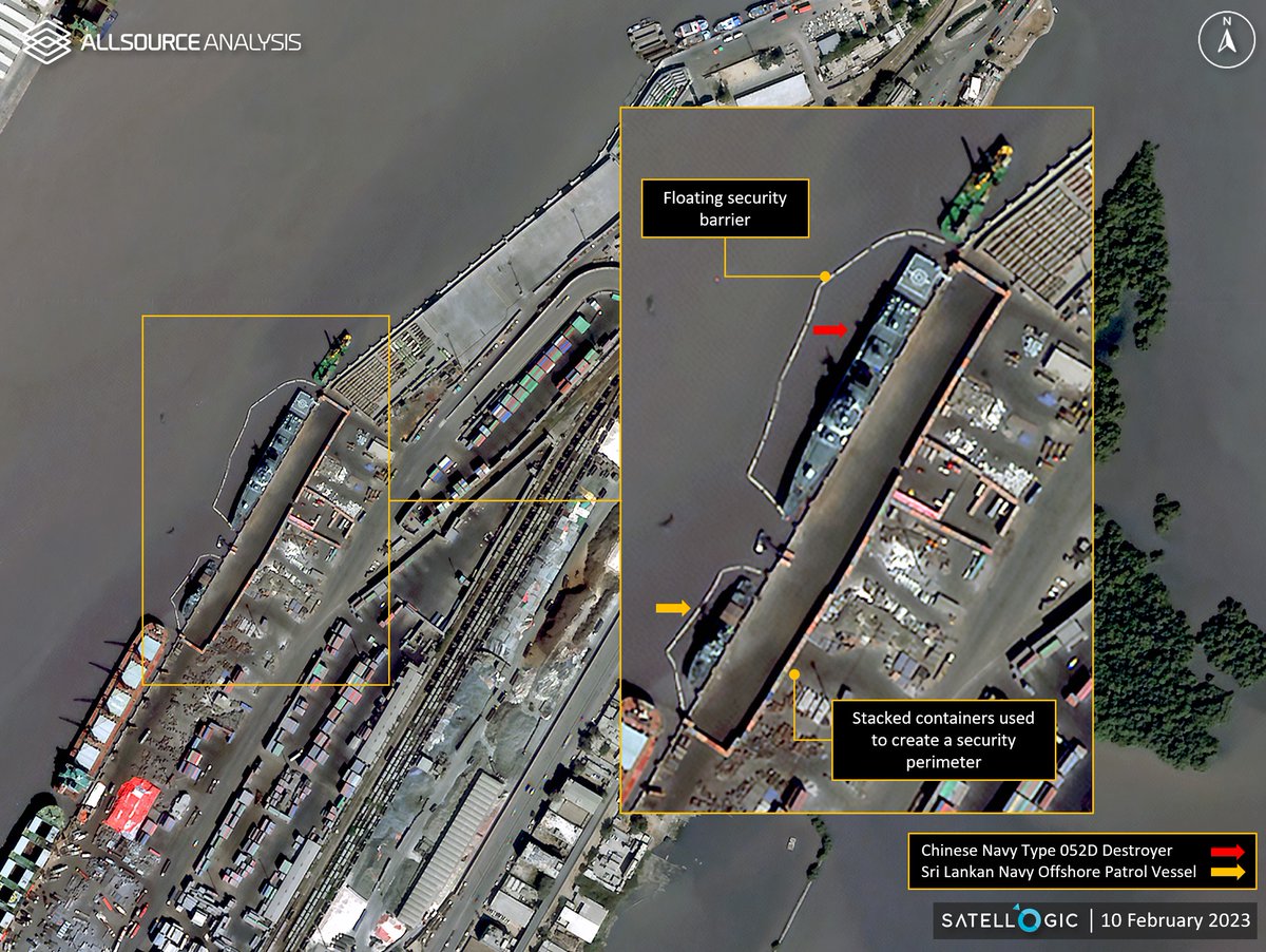 AllSourceA's tweet photo. GEOINT analysis of the port of Karachi during Aman 2023, Pakistanโs multinational naval exercise, shows the presence of a Chinese naval vessel. https://t.co/epfzHD4aZI
#GEOINT #Pakistan #Karachi #Aman2023 #AdvancedMonitoring #Satellogic https://t.co/icL3cPuwMC
