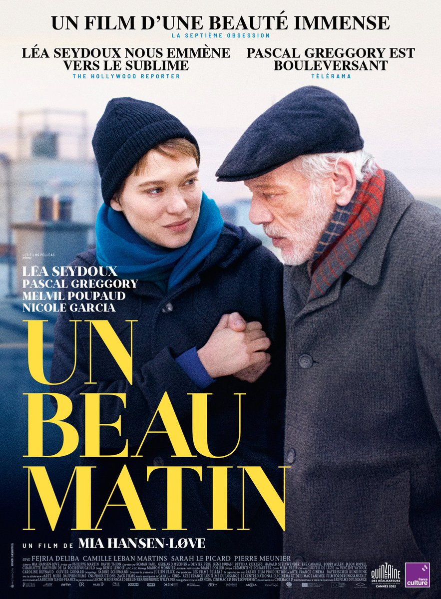 6..
وإلى فرنسا🇫🇷 وترجمة فيلم
#OneFineMorning (Un beau matin)
للمخرجة #MiaHansenLove:
subscene.com/subtitles/one-…
تكافح امرأة شابة من أجل التنسيق بين عملها وتأمين دار رعاية مسنين جيدة لوالدها المصاب بمرض تنكسي وظهور حب مفاجئ في حياتها المضطربة.
Label Europa Cinemas Winner #Cannes2022