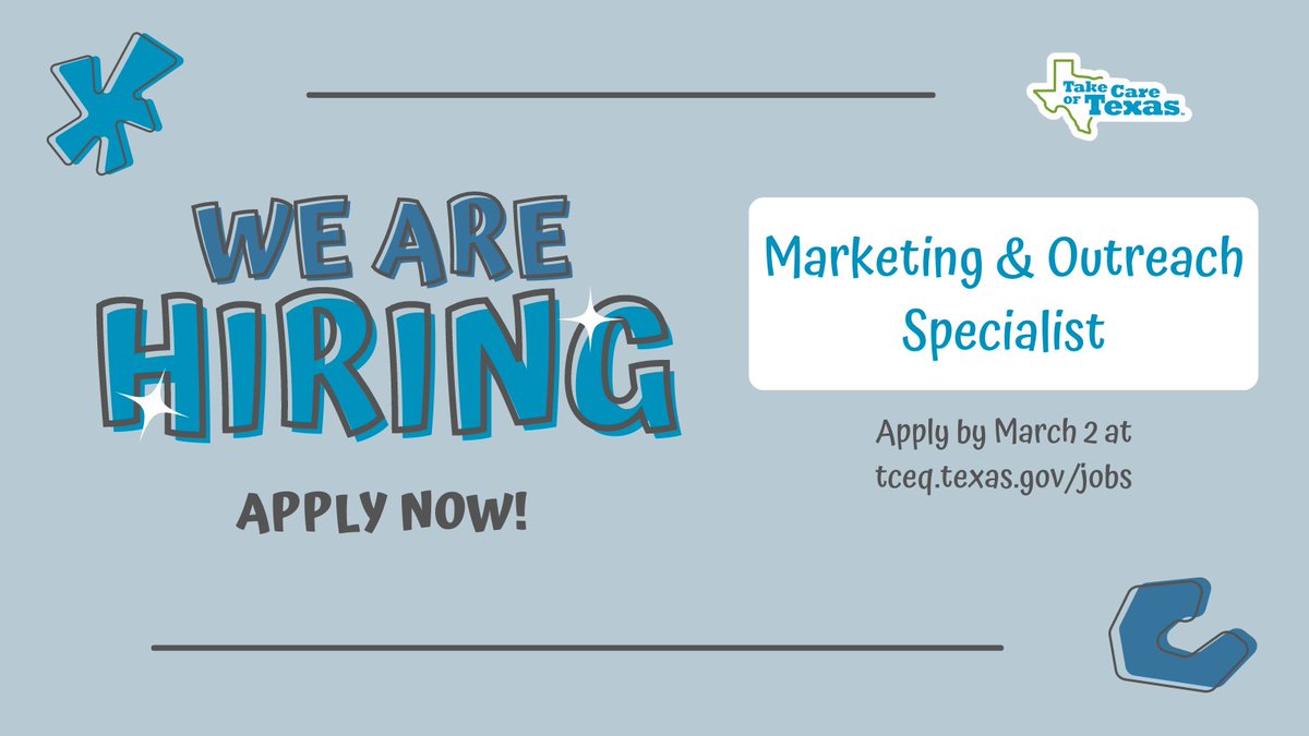 TakeCareOfTX's tweet photo. We are looking for a Marketing &amp; Outreach Specialist to join the Take Care of Texas team! Apply Now: https://t.co/pKOnoQtzPz https://t.co/W67Nv4C8YI