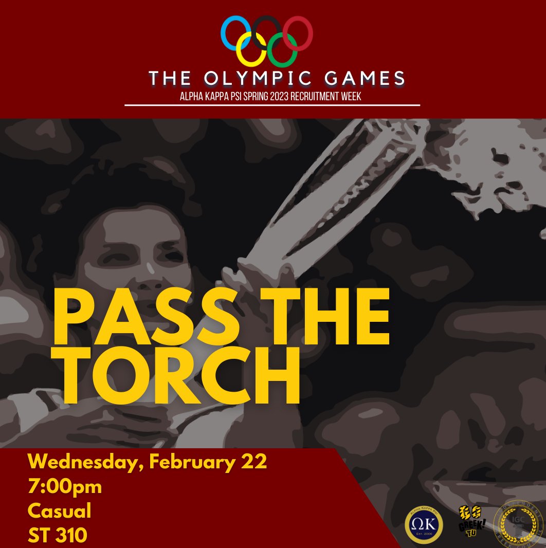 AKPsiTowson's tweet photo. It is the last day of recruitment week and today’s event is Pass The Torch. In order for the next generation to flourish the previous generation should pass down their knowledge and experience. Come and join us tonight. https://t.co/rMT8YBVWXl