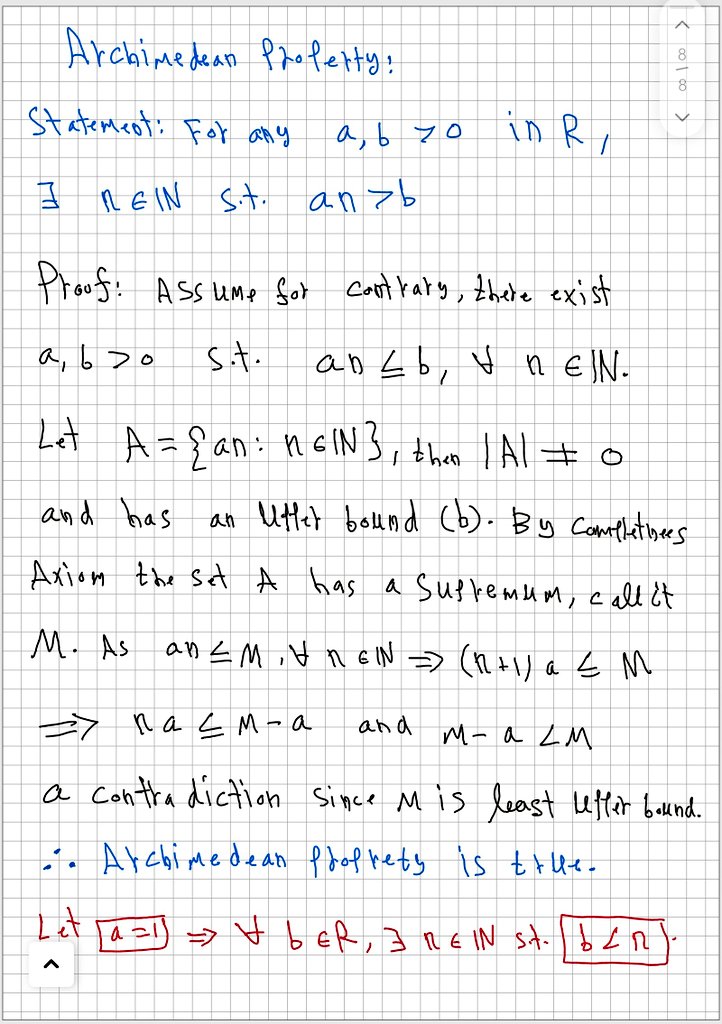 mathhomepi's tweet photo. #mathematic #math #proof #mathematical_proof #logic #mathhomepi #proofs #mathematics
#رياضيات #المنطق #الاثبات_الرياضياتي #سباق_الرياضيات #ماث #الرياضيات
#تفكير
خاصية ارخميدس: لكل عدد حقيقي r يوجد عدد طبيعي n
بحيث أن r<n. https://t.co/bZYsUdJ6Ws