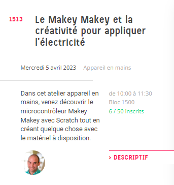 JeremyVanRanst_'s tweet photo. Les inscriptions de l'@AQUOPS sont lancées !
Les participants essayerons une activité avec les #makeymakey pour travailler l'électricité. Je serai accompagné par des élèves de l'école des @ursulinesquebec qui présenteront leur projet (Ateliers 1513 et 2103v).
#aquops2023 #ednum https://t.co/d69AwQyXaL