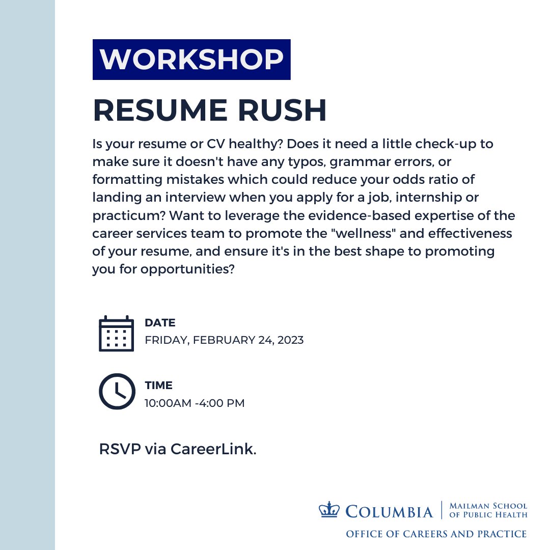 Columbia Mailman Career Services (@msphocs) on Twitter photo 