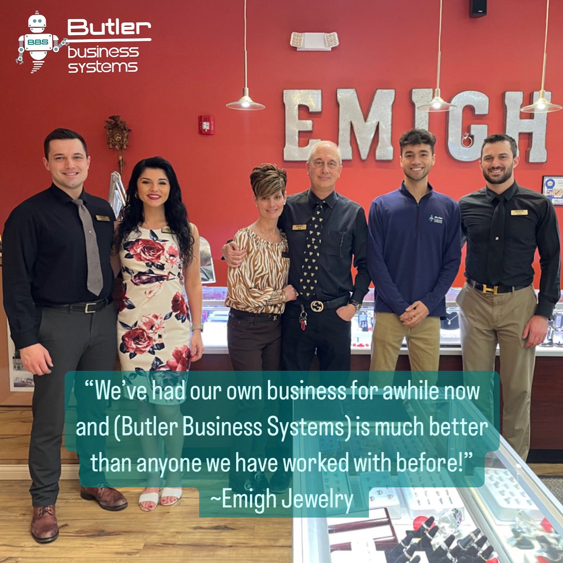 Emigh Jewelry liked it … so they put a ring on it!💎

 Thank you to Emigh Jewelry for taking the time to talk with us about your payment processing! 

 We are thrilled that Butler Business Systems has proved to be such a reliable and money-saving solution for you!