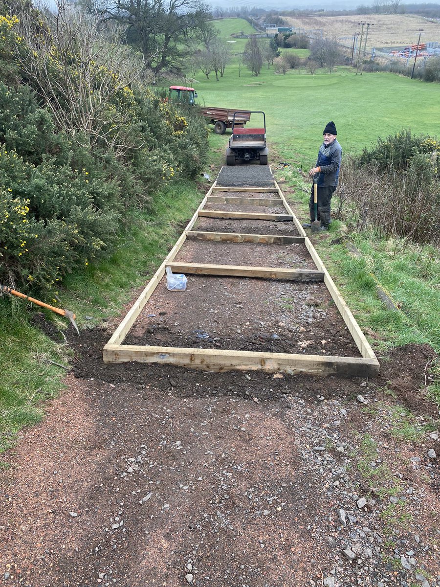 iainfwatson's tweet photo. Hopefully make a difference to the uneven surface and safety aspect to the 3rd tee walkway #foreverimproving https://t.co/qbgsMQMgL3