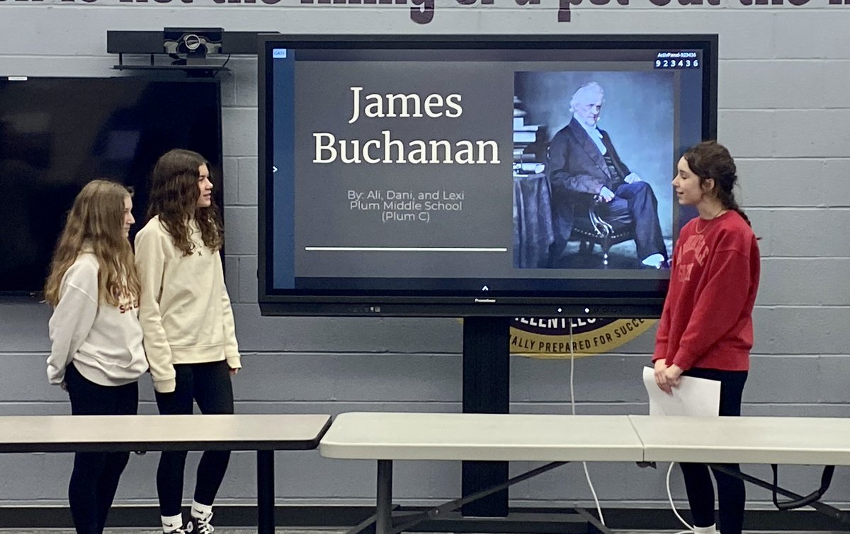 TaorminaGATE's tweet photo. Plum hosted ESSPA’s Mr. Presidents for 6th-12th grade students.  Students competed in 3 academic rounds and were creative with their presentations. Great work! #plumproud @plumboroughsd @PlumTeachers @phsgate https://t.co/Wg5tE3WG0z