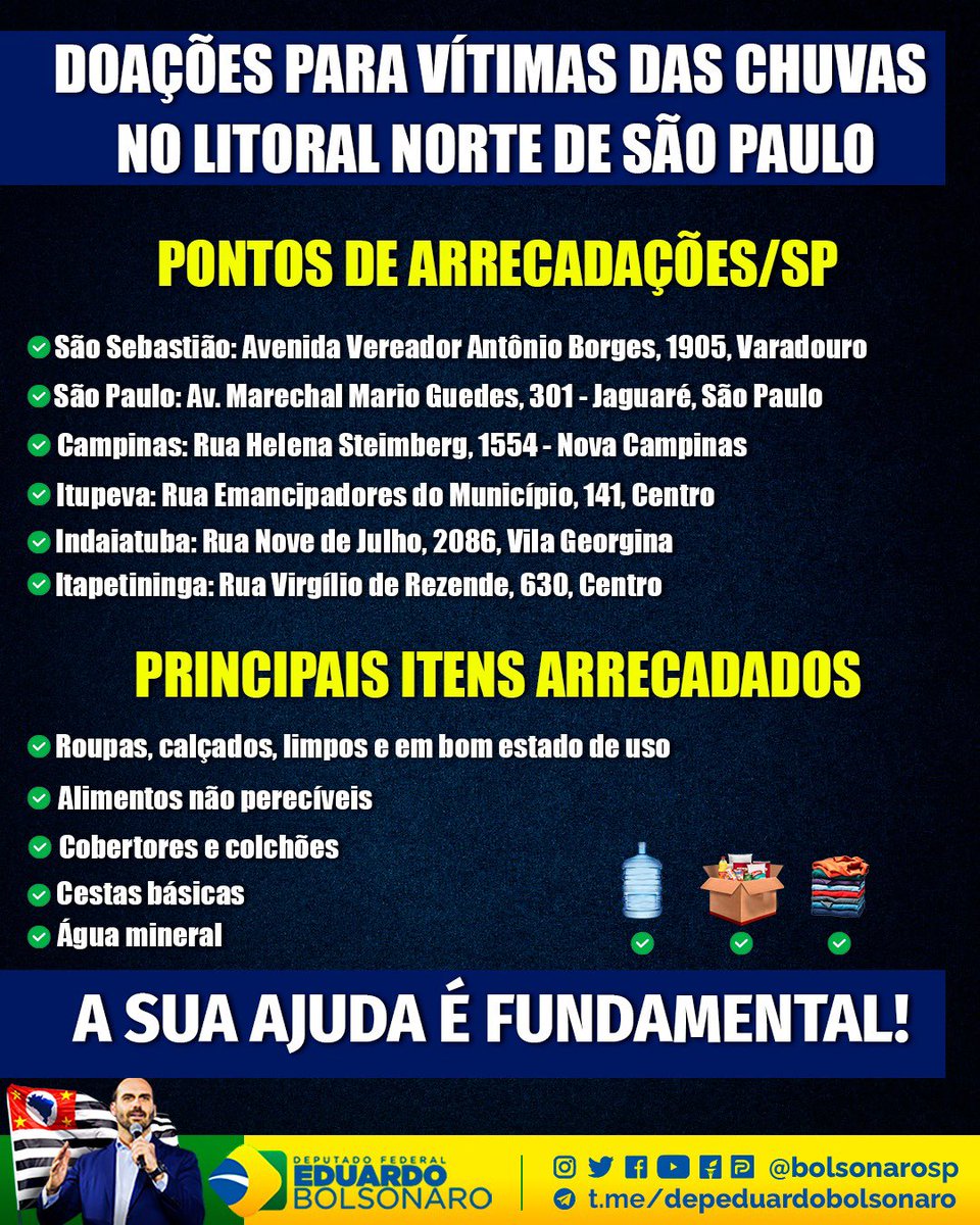 BolsonaroSP's tweet image. Somos um povo solidário. Quem puder colaborar será bem vindo.