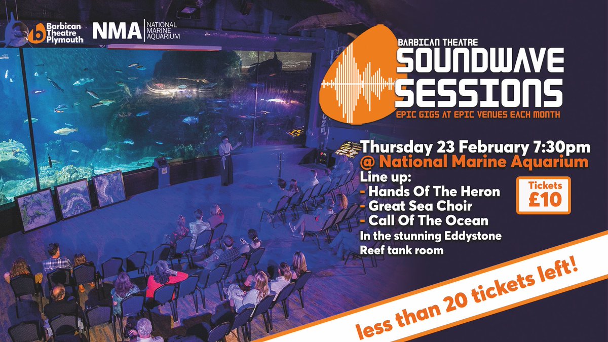 BarbicanTheatre's tweet photo. Be quick ⌛️as there is a very limited supply (currently 16!) of #SoundwaveSessions tickets left for tomorrow night’s gig @NMAPlymouth 

📆Thu 23 Feb ⏰ 7:30pm (doors/bar 7pm)
👶ages 16+
🎟️£10 
👉https://t.co/slVMZx3rqF

Line up: #HandsOfTheHeron @GreatSeaChoir #CallOfTheOcean https://t.co/qpIN3g6T39