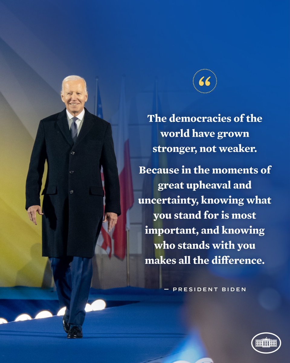 POTUS46Archive's tweet photo. Over the past year, the United States has come together with our Allies and partners in an extraordinary coalition to preserve freedom. And we will remain unified. https://t.co/VxKAK1KAXa
