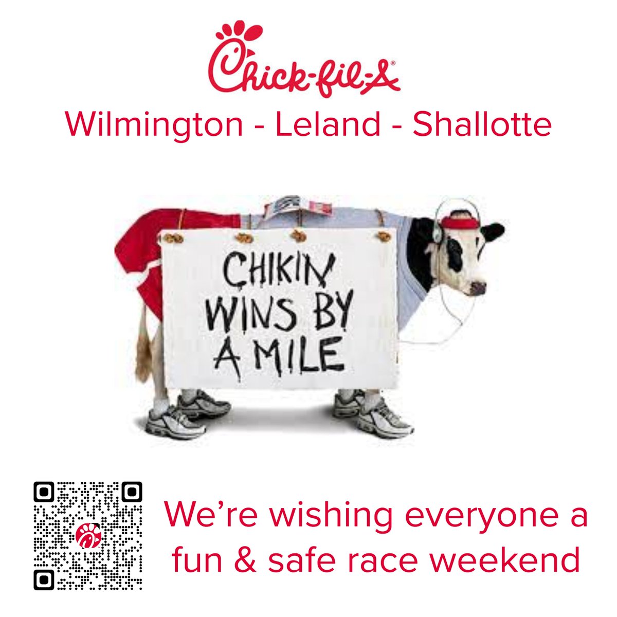 ILMmarathon's tweet photo. Thank you to our #sponsor @chickfila for supporting the #WilmingtonMarathon!
We appreciate all you do for our events and community. #chickfila #sponsorpost #wilmingtonnc #lelandnc #shallottenc https://t.co/EZupzDaEFe