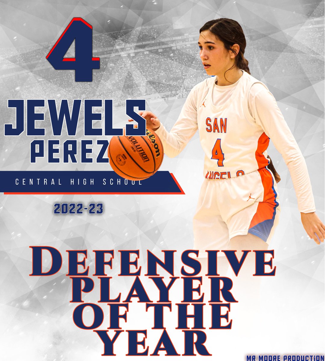Congratulations to Jewels Perez for receiving Defensive Player of the Year for District 2-6A! 
#ALLDISTRICT #FOE 
<a href="/SAISD_Athletics/">San Angelo ISD Athletics</a> @CentralCan