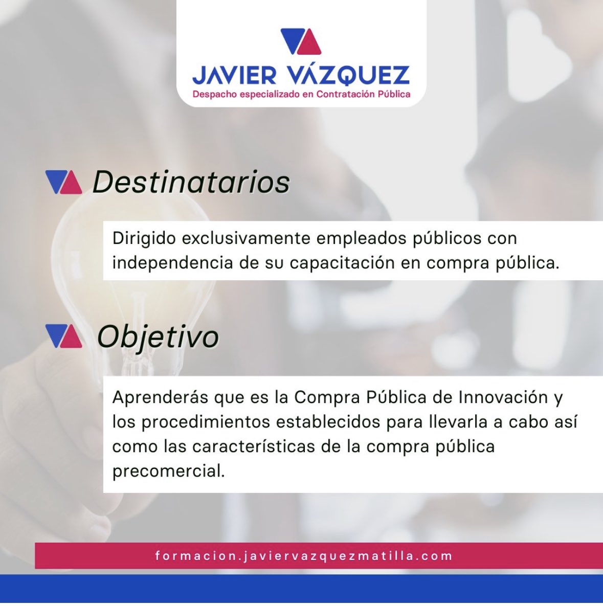 LexlabL's tweet photo. El viernes impartimos desde LexLab un curso sobre Compra Pública de Innovación dirigido a empleados públicos para mejorar las competencias ProcurCompEU. Con @Javiervazquezma, abordaremos el ciclo de la CPI y las principales modalidades. Apúntate y nos vemos el viernes! https://t.co/rhMOKSlDEO