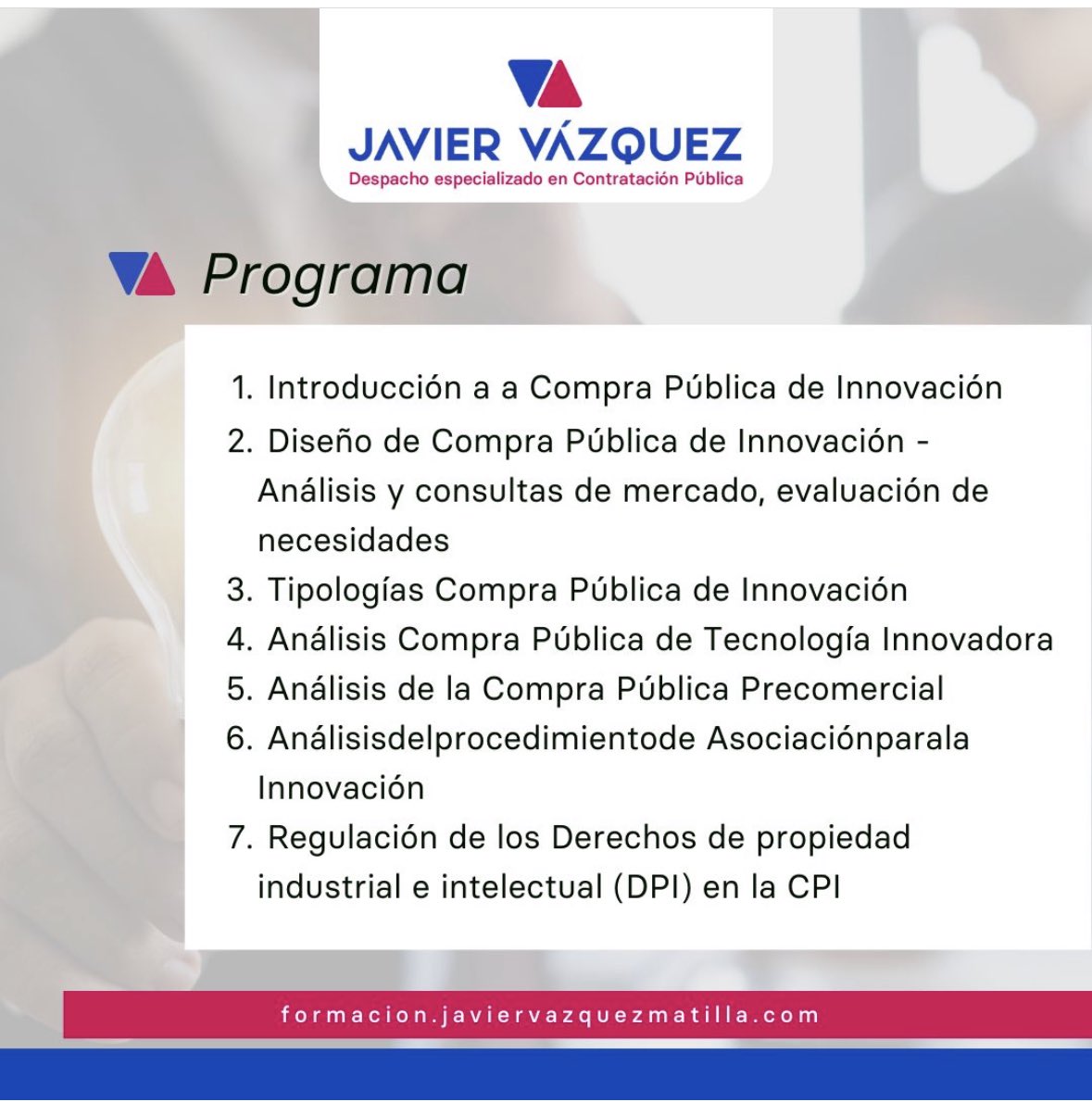 LexlabL's tweet photo. El viernes impartimos desde LexLab un curso sobre Compra Pública de Innovación dirigido a empleados públicos para mejorar las competencias ProcurCompEU. Con @Javiervazquezma, abordaremos el ciclo de la CPI y las principales modalidades. Apúntate y nos vemos el viernes! https://t.co/rhMOKSlDEO