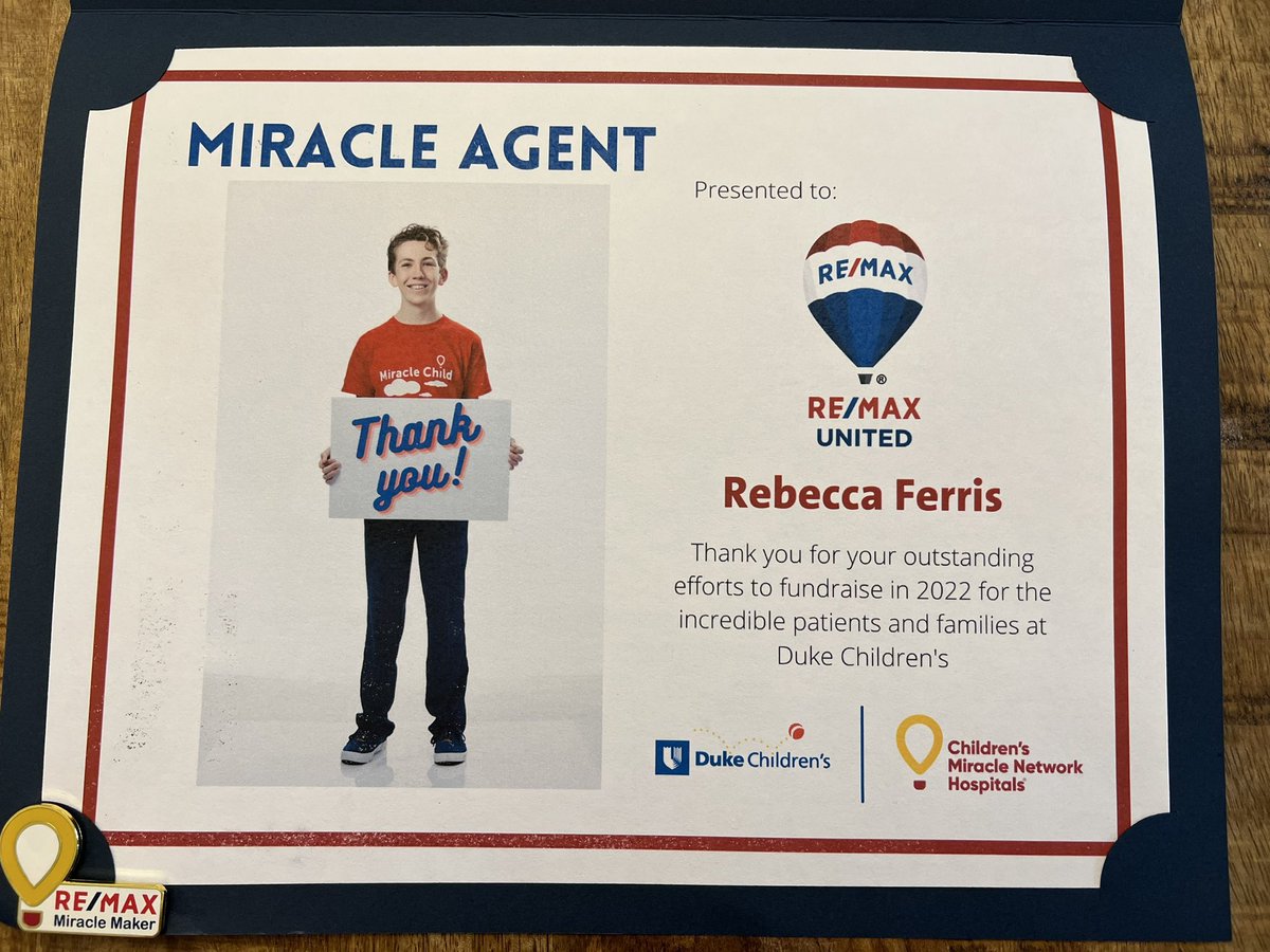 beccathebroker's tweet photo. Did you know that @remax Agents have given $2 Million to Children’s Miracle Network Hospitals. @REMAXUnitedNC has miracle agents who collectively gave $34,000 in 2022. If you have questions about what it means to be a #MiracleAgent, let me know!
#ForTheKids #Duke #RemaxHustle https://t.co/dLTHb41WpD