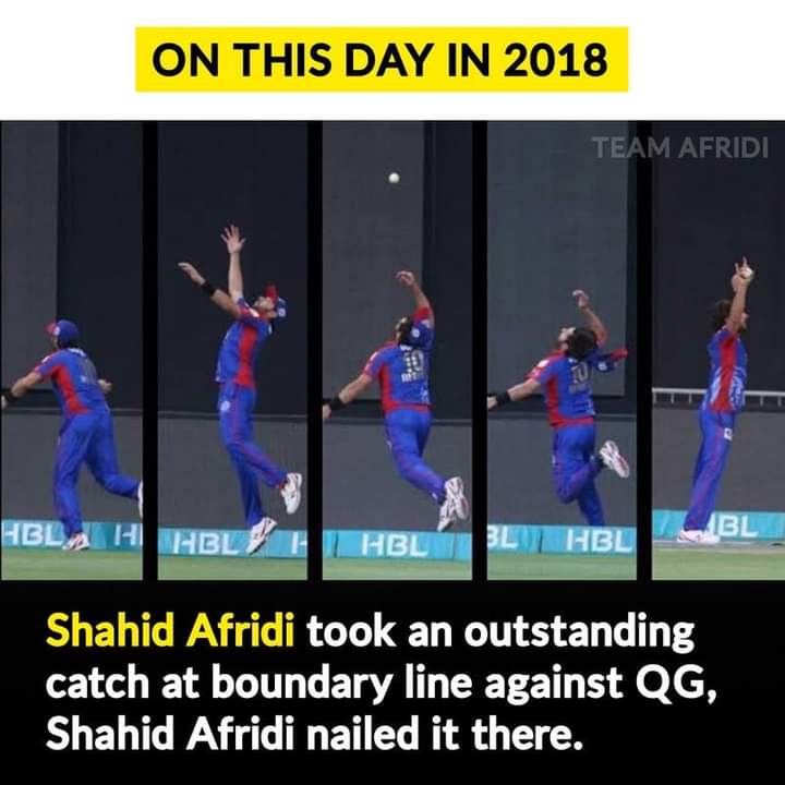 RealAsadMuGhaL's tweet photo. #OnThisDay in 2018, @SAfridiOfficial took an outstanding catch at boundary line against QG, #Shahid_Afridi nailed it there #BoomBoom #PSL2018 #PSL3  #PSL08 

@TEAM_AFRIDI https://t.co/qs7bDqqrDt